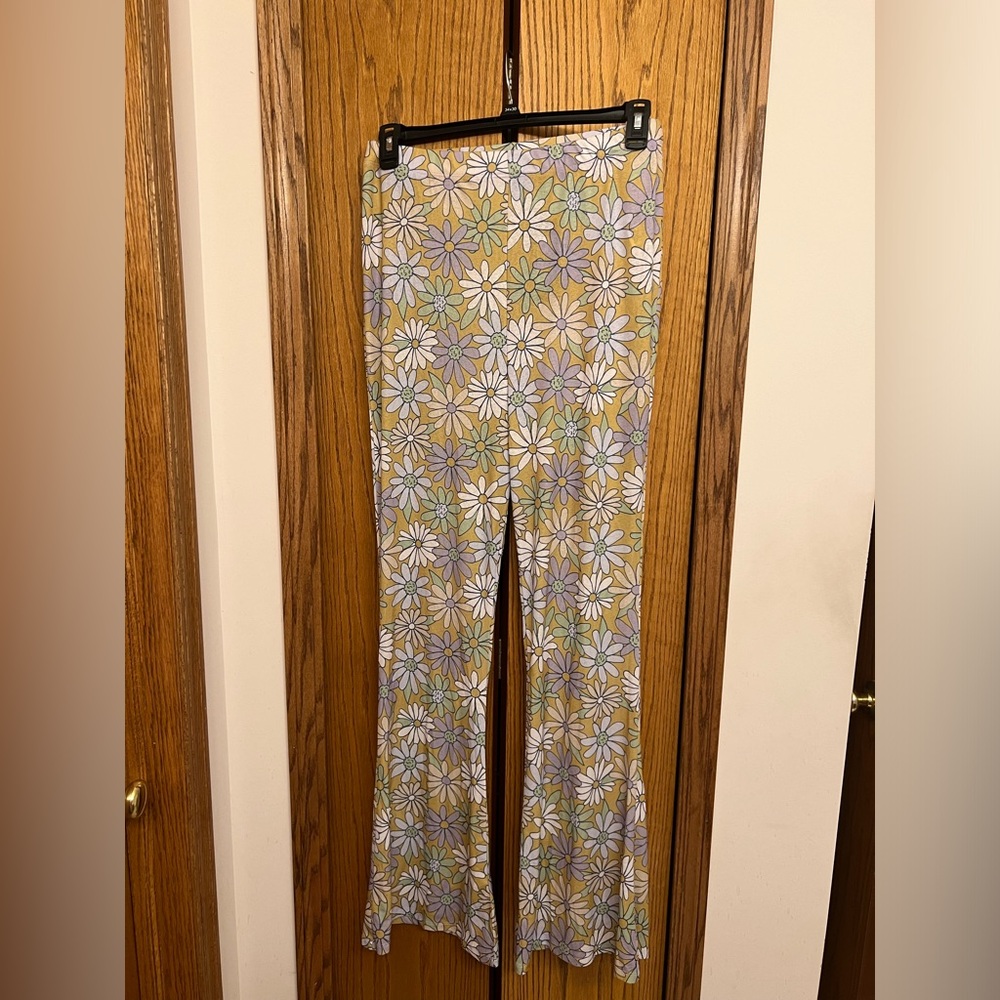 NWT- Nasty Gal Floral Print Mesh Fit And Flared Pants